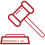 Gavel icon representing legal advice in retail property management in Vast Commercial red.