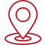 Location pin icon representing local expertise in retail property management in Vast Commercial red.